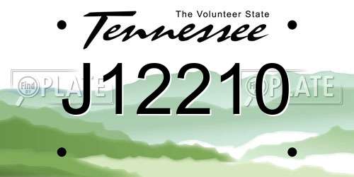 J12210 Tennessee License Plate