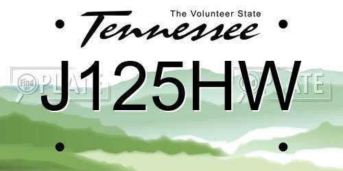 J125HW Tennessee License Plate