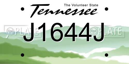 J1644J Tennessee License Plate