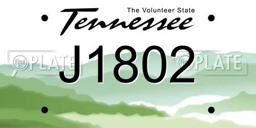 J1802 Tennessee License Plate