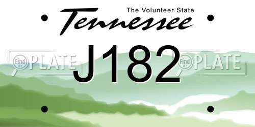 J182 Tennessee License Plate