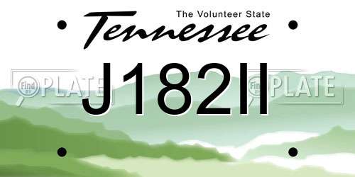 J182II Tennessee License Plate