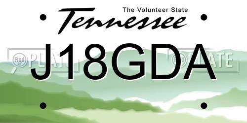 J18GDA Tennessee License Plate