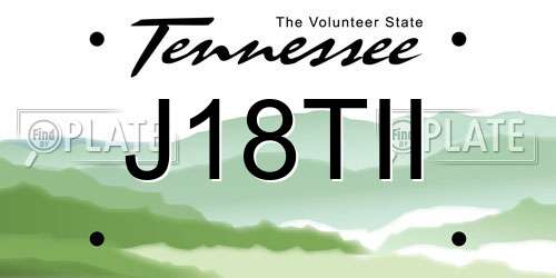 J18TII Tennessee License Plate