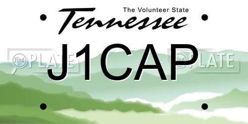 J1CAP Tennessee License Plate
