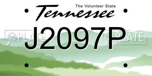 J2097P Tennessee License Plate