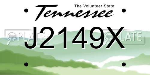 J2149X Tennessee License Plate