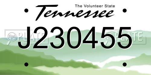J230455 Tennessee License Plate