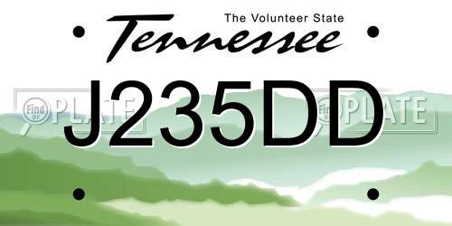 J235DD Tennessee License Plate