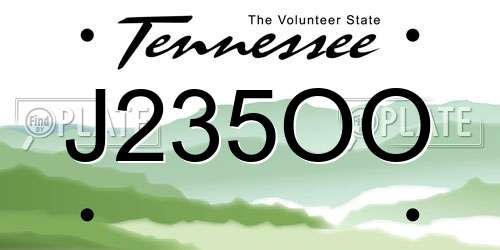 J235OO Tennessee License Plate