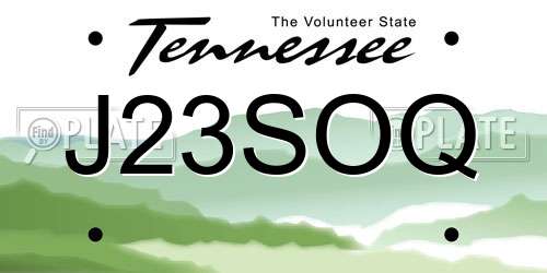 J23SOQ Tennessee License Plate