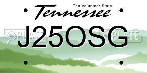 J25OSG Tennessee License Plate