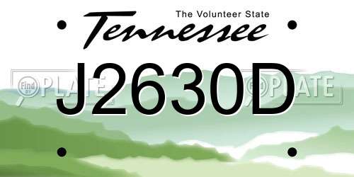 J2630D Tennessee License Plate