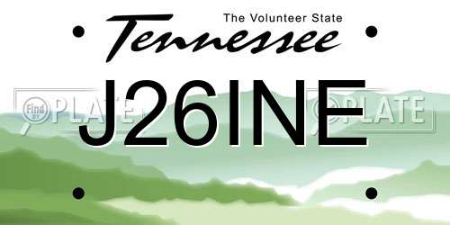 J26INE Tennessee License Plate