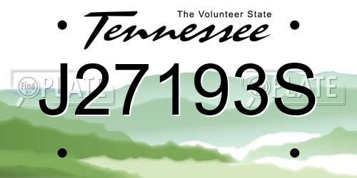 J27193S Tennessee License Plate