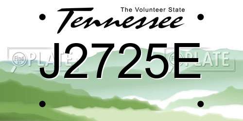 J2725E Tennessee License Plate