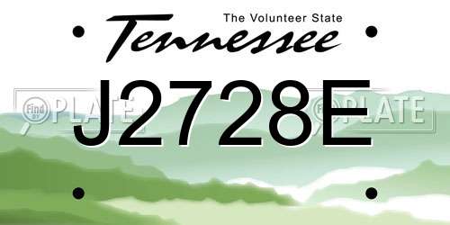 J2728E Tennessee License Plate