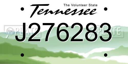 J276283 Tennessee License Plate
