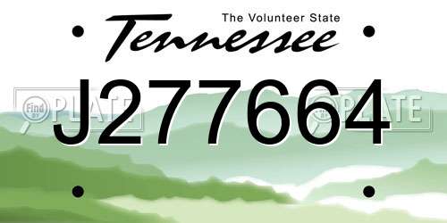 J277664 Tennessee License Plate