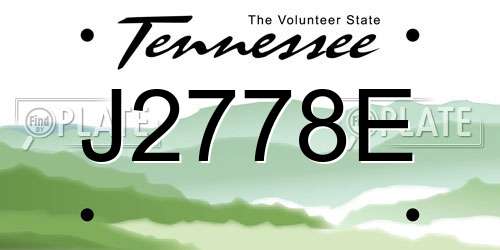 J2778E Tennessee License Plate