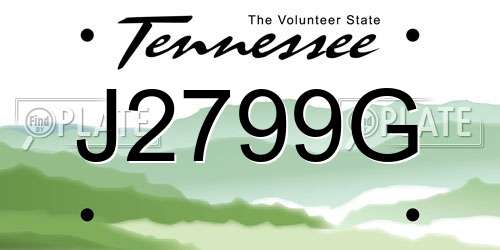 J2799G Tennessee License Plate