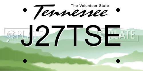 J27TSE Tennessee License Plate