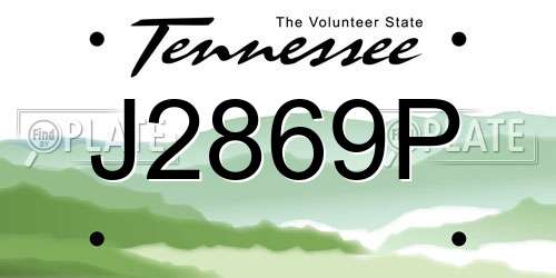 J2869P Tennessee License Plate