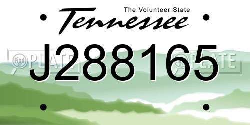 J288165 Tennessee License Plate