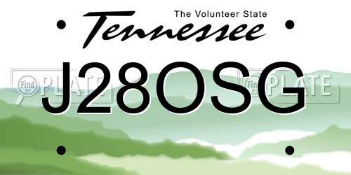 J28OSG Tennessee License Plate