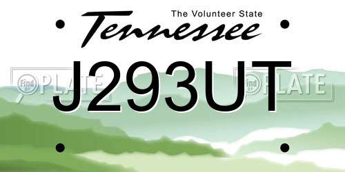 J293UT Tennessee License Plate