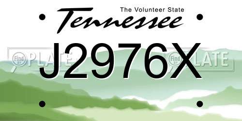 J2976X Tennessee License Plate
