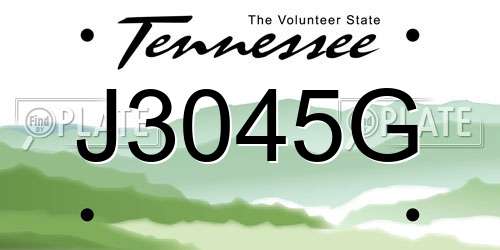 J3045G Tennessee License Plate