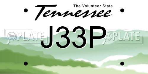 J33P Tennessee License Plate