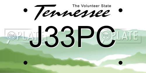 J33PC Tennessee License Plate