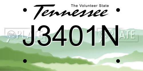 J3401N Tennessee License Plate