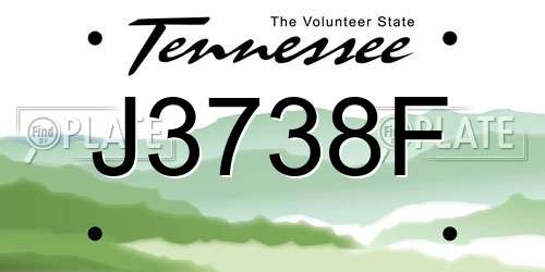 J3738F Tennessee License Plate