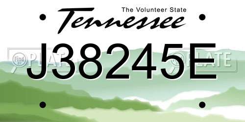 J38245E Tennessee License Plate
