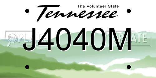 J4040M Tennessee License Plate