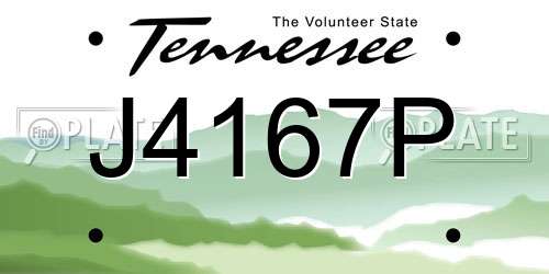 J4167P Tennessee License Plate