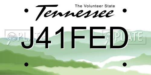 J41FED Tennessee License Plate