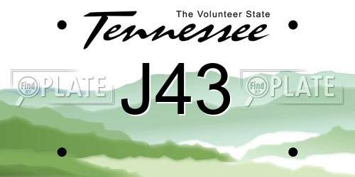 J43 Tennessee License Plate