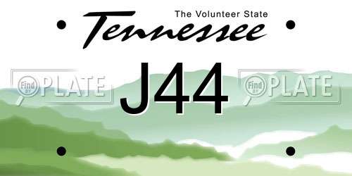 J44 Tennessee License Plate