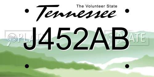 J452AB Tennessee License Plate