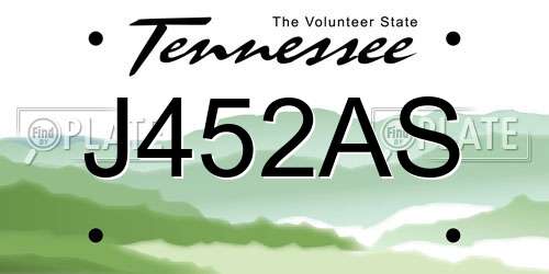 J452AS Tennessee License Plate