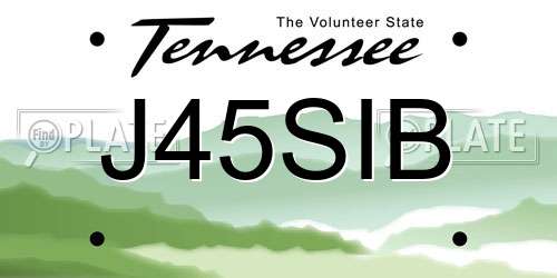 J45SIB Tennessee License Plate