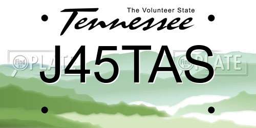 J45TAS Tennessee License Plate