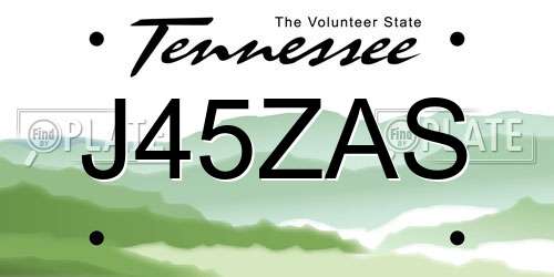 J45ZAS Tennessee License Plate