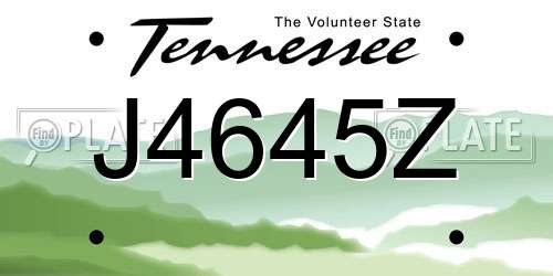 J4645Z Tennessee License Plate