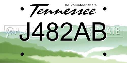 J482AB Tennessee License Plate