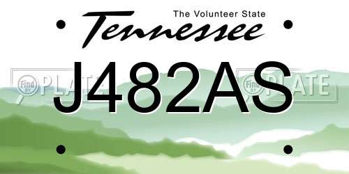 J482AS Tennessee License Plate